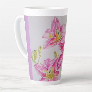 Pink Lily Flower Floral Lilium Watercolor Art Mug