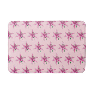 Pink Lily Flower Floral Print Garden Lilies Bath Mat