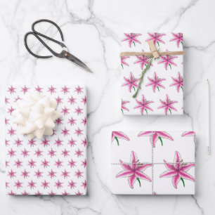 Pink Lily Flower Garden Party Wedding Shower Wrapping Paper Sheet