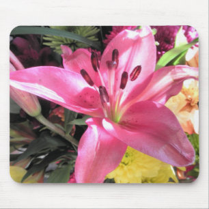Pink Lily Flower Lilies Flowers Photo Mouse Mat
