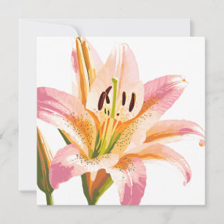 Pink Lily Flower | Watercolor Floral Painting Card