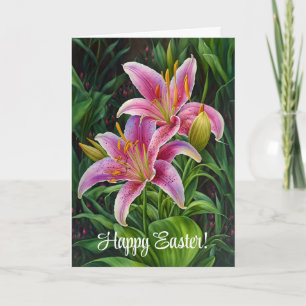 Pink Lily Flowers Easter Garden Card
