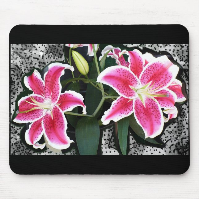 Pink Lily Flowers Mousepad (Front)