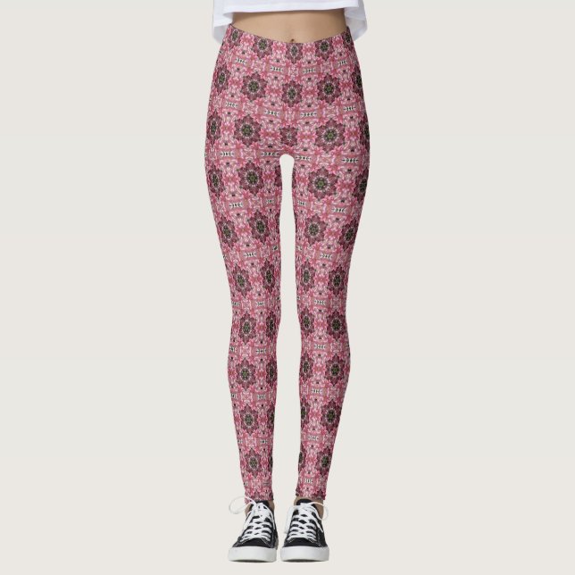 Pink Lily Fusion Kaleidoscope Leggings (Front)