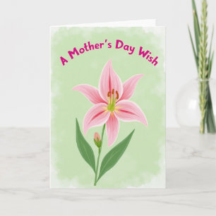 Pink Lily Mothers Day Wish Card