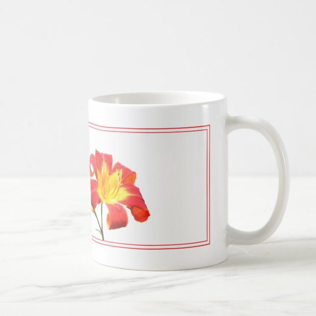 Pink Lily on White Coffee Mug (Right)