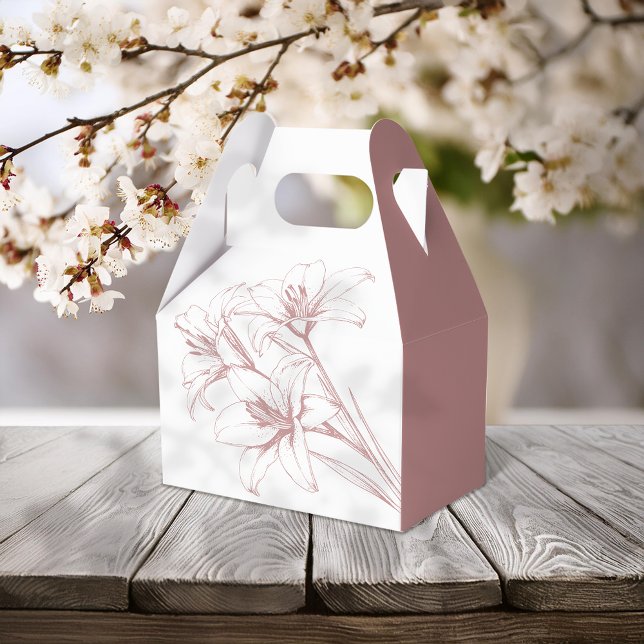Pink Lily Outline Wedding Favour Box (Creator Uploaded)