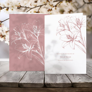 Pink Lily Outline Wedding Programme