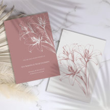 Pink Lily Outline Wedding