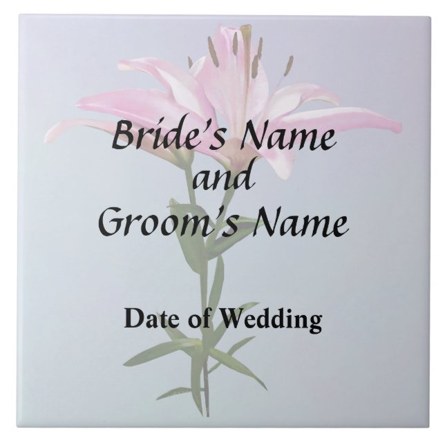 Pink Lily Pair Wedding Supplies Tile (Front)