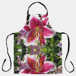 Pink lily pink floral pink flower tropical flower apron
