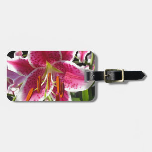 Pink lily pink floral pink flower tropical flower luggage tag