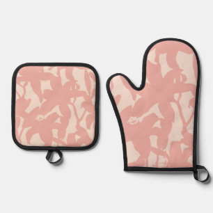 Pink Lily Silhouete Oven Mitt & Pot Holder Set