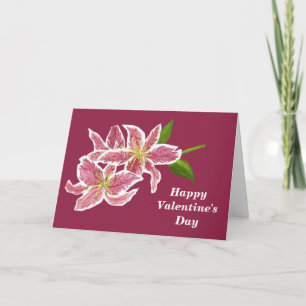 Pink Lily Valentine Card