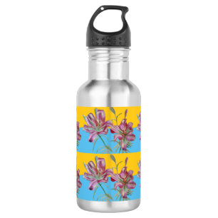 Pink Lily Watercolor Painting Girls Floral Art 532 Ml Water Bottle