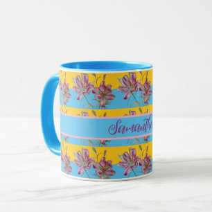 Pink Lily Watercolor Painting Girls Floral Art Mug