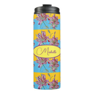 Pink Lily Watercolor Painting Girls Floral Art  Thermal Tumbler