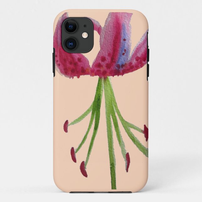 Pink Lily watercolour modern flower floral art Case-Mate iPhone Case (Back)