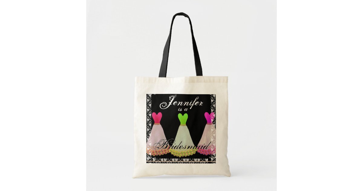 PINK & LIME GREEN Bridesmaid Dresses Tote Bag Zazzle