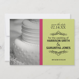 Pink & Lime Green Save the Date Announcements