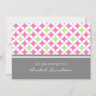Pink Lime Grey Pattern Bridal Lunch Invitation