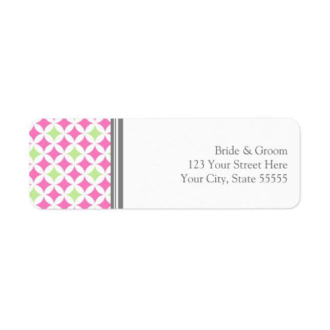 Pink Lime Wedding Custom Return Address Labels (Front)