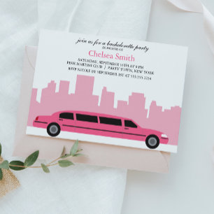 Pink Limousine Bachelorette Party Invitation