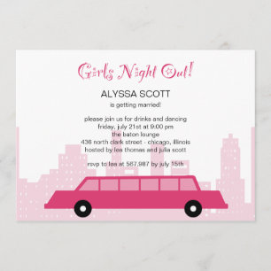 Pink Limousine Bachelorette Party Invitation