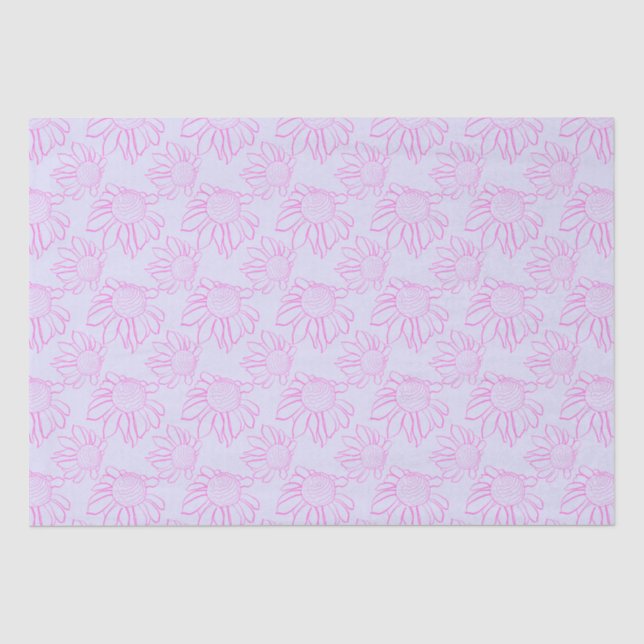 Pink Line Drawn Flower Pattern on Purple Paper (Front)