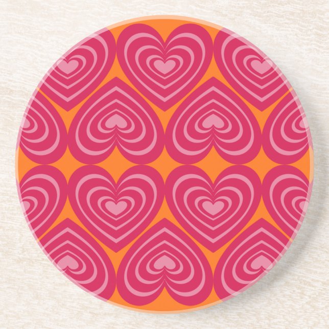 Pink Lined Hearts Coaster (Front)