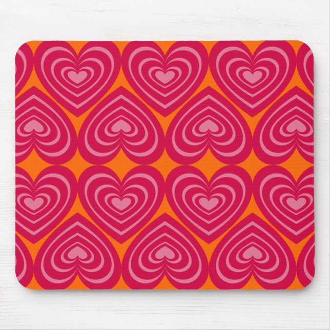 Pink Lined Hearts Mouse Mat (Front)