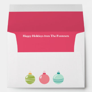 Pink-Lined White Envelope with Christmas Ornaments