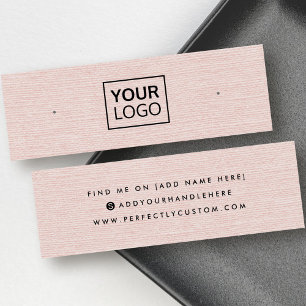 Pink linen custom logo stud earring display card