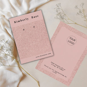 Pink Linen Logo Earring Display Business Card