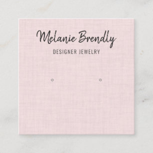 Pink Linen Pattern Earring Display Business Card