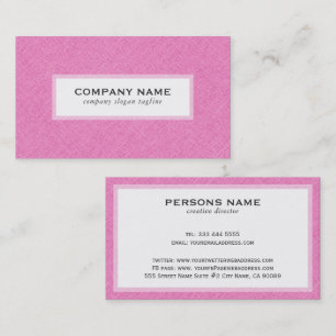 Pink Linen Texture White Background Business Card