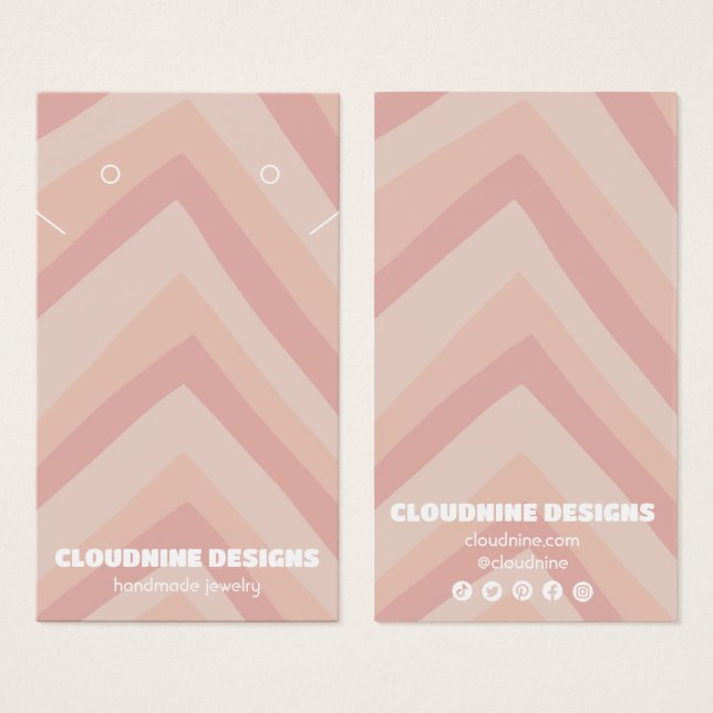 Pink Lines Earring Necklace Jewellery Display Card (Front & Back)