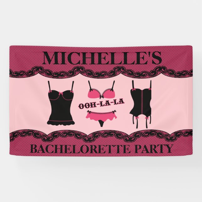 Pink Lingerie, Bachelorette Party Banner (Horizontal)