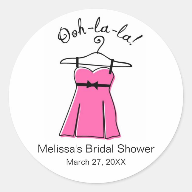 Pink Lingerie Bridal Shower Favour Stickers (Front)