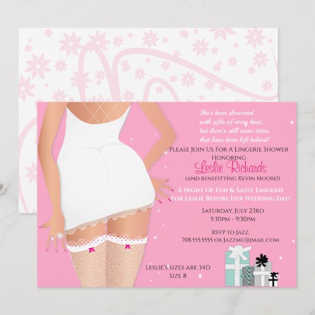 Pink Lingerie Bridal Shower Invitation (Front/Back)