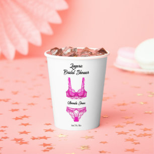 Pink Lingerie Bridal Shower Paper Cups