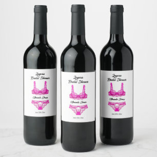 Pink Lingerie Bridal Shower Wine Label