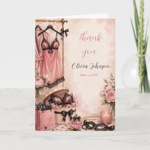 Pink Lingerie Party Bridal Shower Thank You Card
