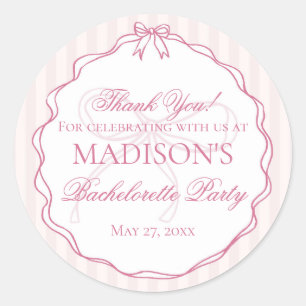 Pink Lingerie Shower Bachelorette Party Favor Classic Round Sticker