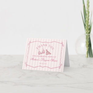 Pink Lingerie Shower Bachelorette Thank You Card 