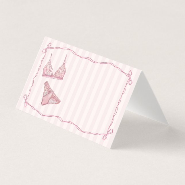 Pink Lingerie Shower Bow Place Card Table Decor (Front)