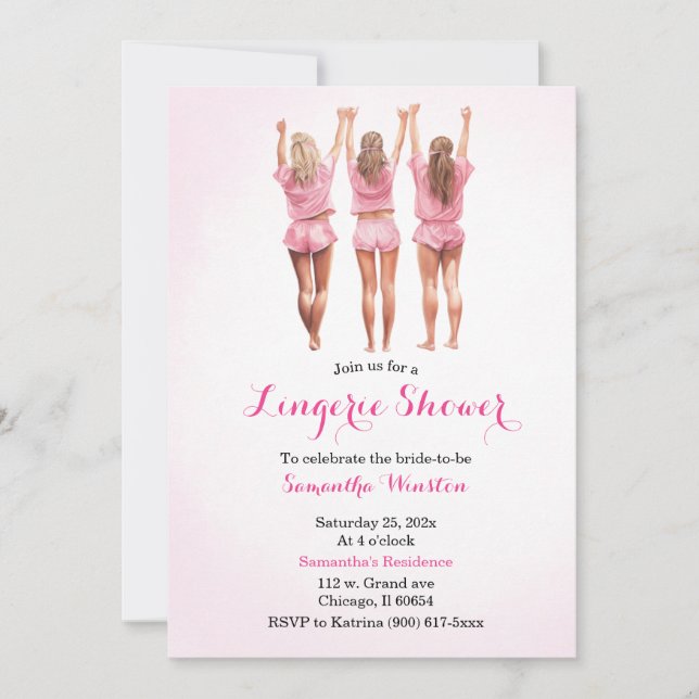 Pink Lingerie shower  Invitation (Front)