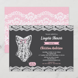 Pink lingerie shower invitation chalkboard lace