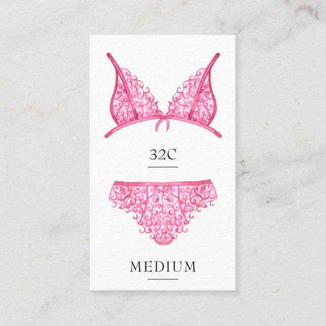 Pink Lingerie Size Insert Card (Front)