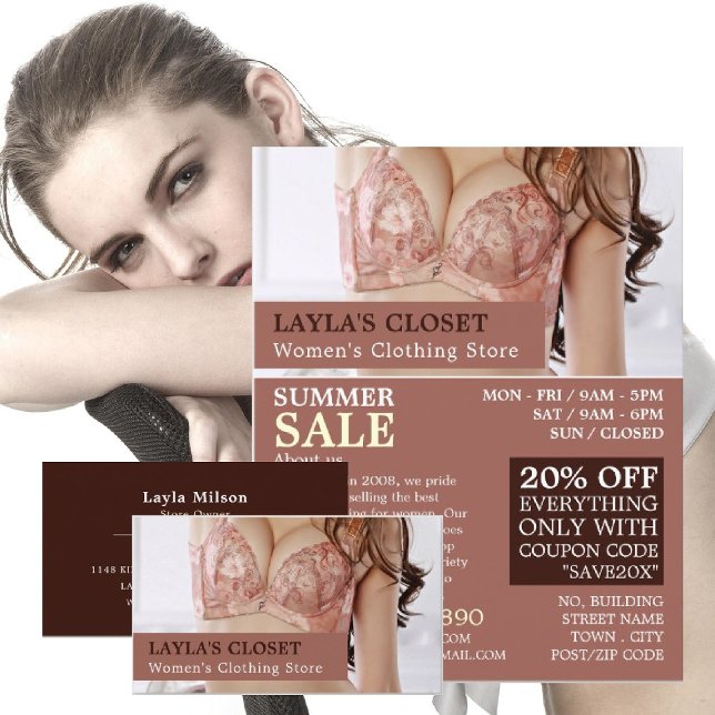 Pink Lingerie, Women's Clothing Store Business Card (Creator Uploaded)